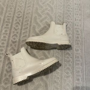 cream rain boot